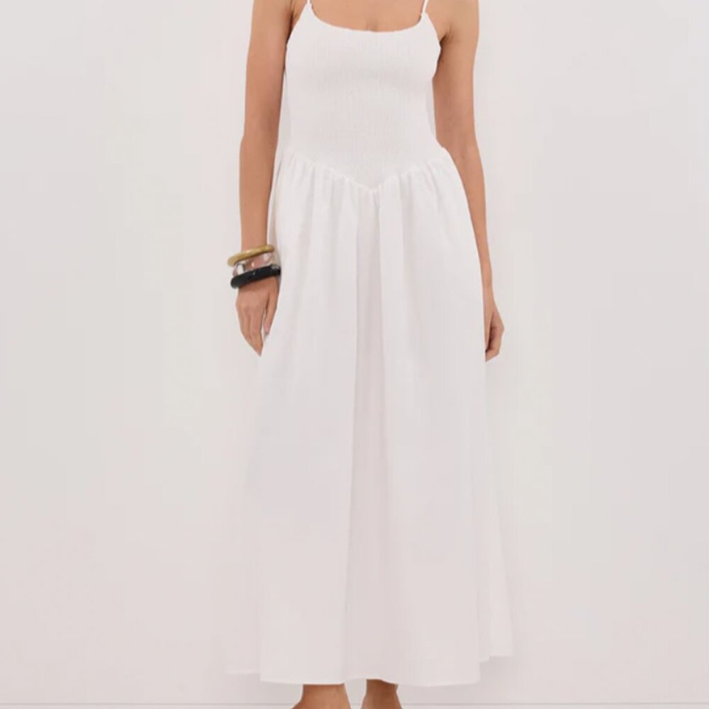 MILANO WHITE COTTON MIDI DRESS